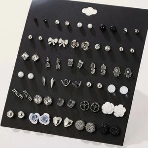 30 pair letter and arrow shaped faux pearl decor stud earrings